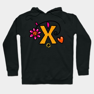 Letter X abc monogram hand drawn colorful alphabet Hoodie